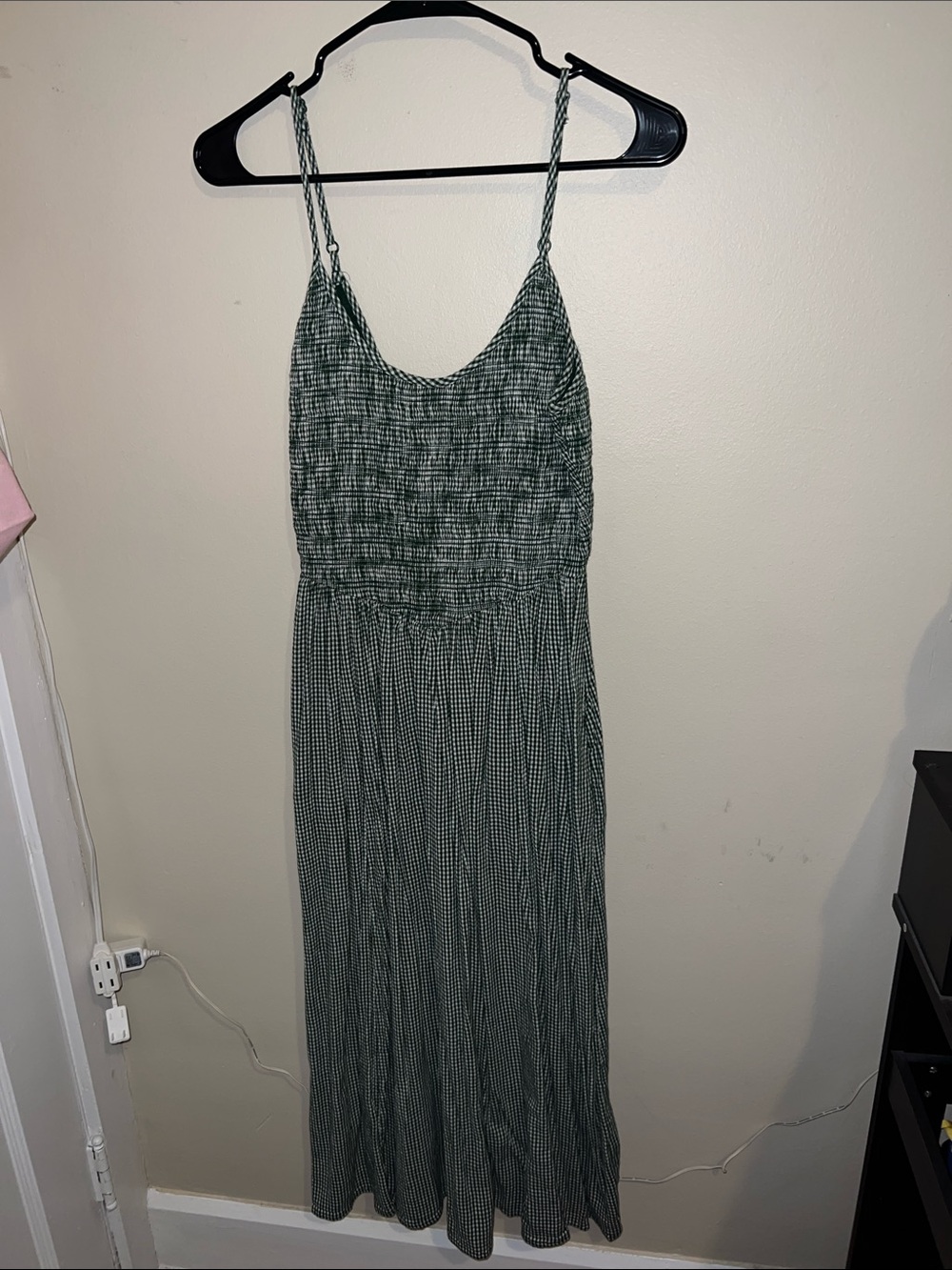 Aerie At The Barre Dark Green White Gingham Midi Dress - Picture 5 of 11